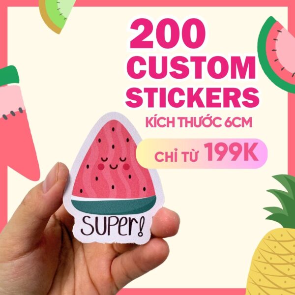 Combo 200 Stickers Size 6 cm  | Vinyl Sticker
