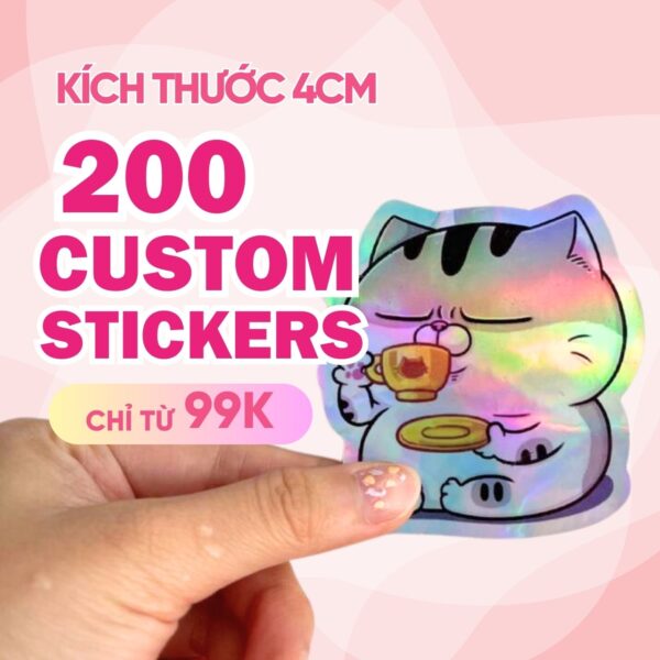 Combo 200 Stickers Hologram Size 4 cm  | Vinyl Sticker