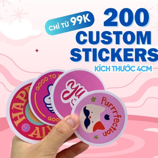 Combo 200 Stickers Size 4 cm  | Vinyl Sticker