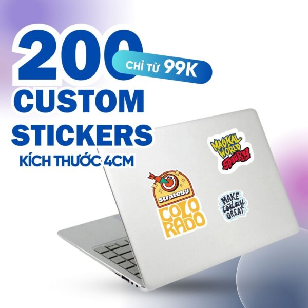 Combo 200 Stickers Size 4 cm  | Vinyl Sticker