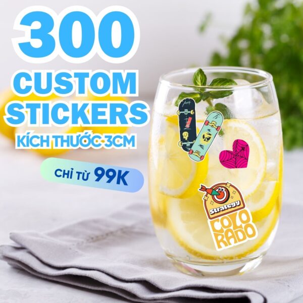 Combo 300 Stickers Size 3 cm  | Vinyl Sticker