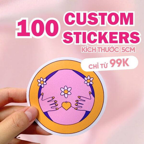 Combo 100 Stickers Size 5 cm  | Vinyl Sticker - Image 2