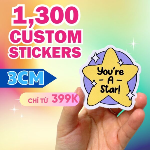 Combo 1300 Stickers Size 3 cm  | Vinyl Sticker