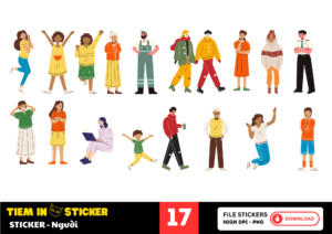 Mẫu sticker người đa dạng kiểu dáng, tải miễn phí