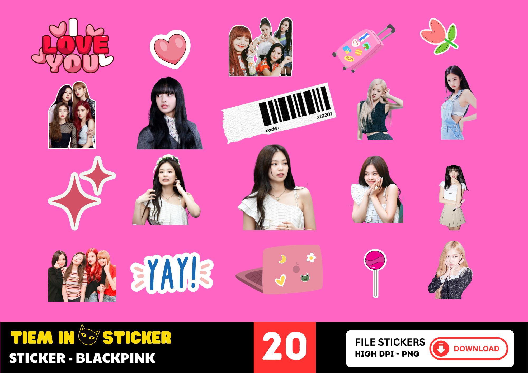 Sticker Blackpink hình nhóm với phong cách cá tính