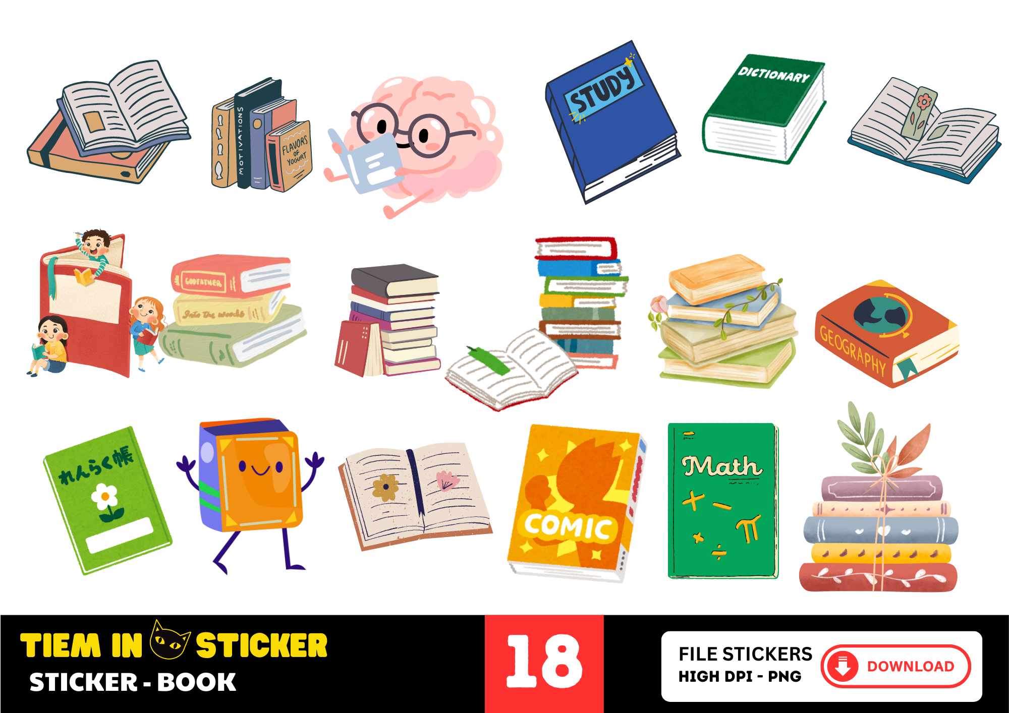 Mẫu sticker book dễ thương cho trang trí sổ tay và thiết kế