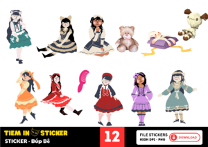 Sticker búp bê với thiết kế ngộ nghĩnh, tải về miễn phí