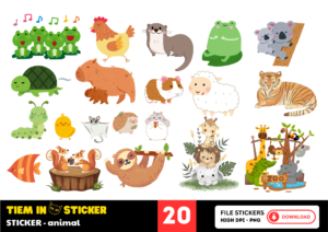 Sticker con vật dễ thương với nhiều loài động vật ngộ nghĩnh