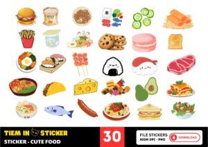 Sticker cute food hình bánh mì kẹp thịt dễ thương