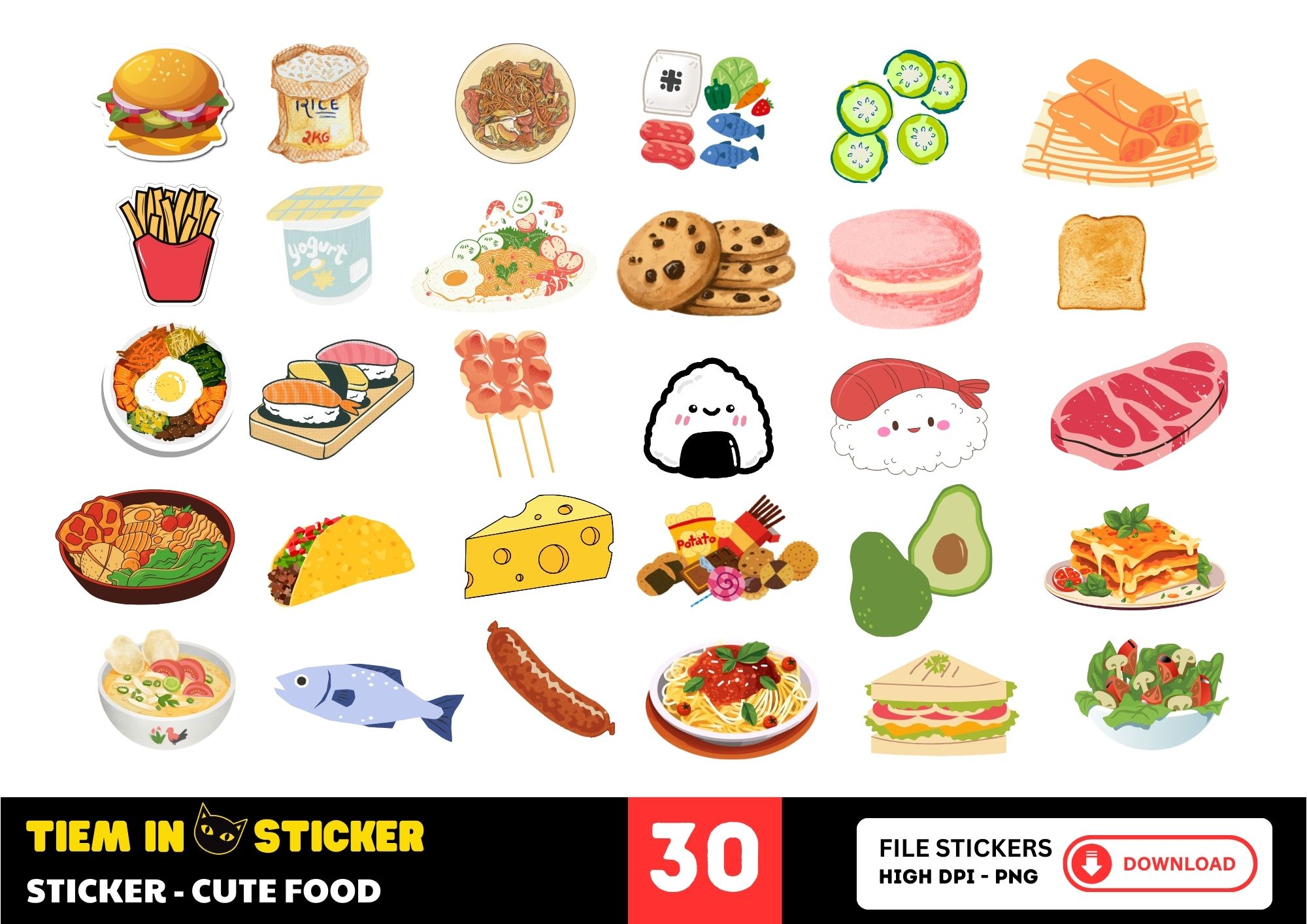 Sticker cute food hình bánh mì kẹp thịt dễ thương