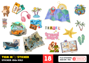 Sticker dán vali sáng tạo với màu sắc nổi bật
