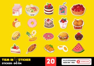 Sticker đồ ăn với hình ảnh bánh pizza ngon mắt và sống động.