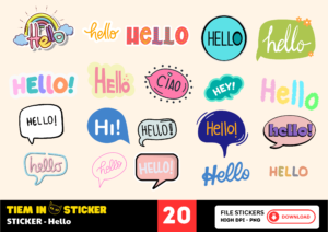 Sticker Hello đơn giản và hiện đại