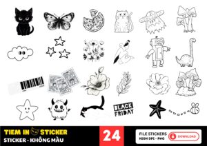 Bộ sticker không màu dễ thương