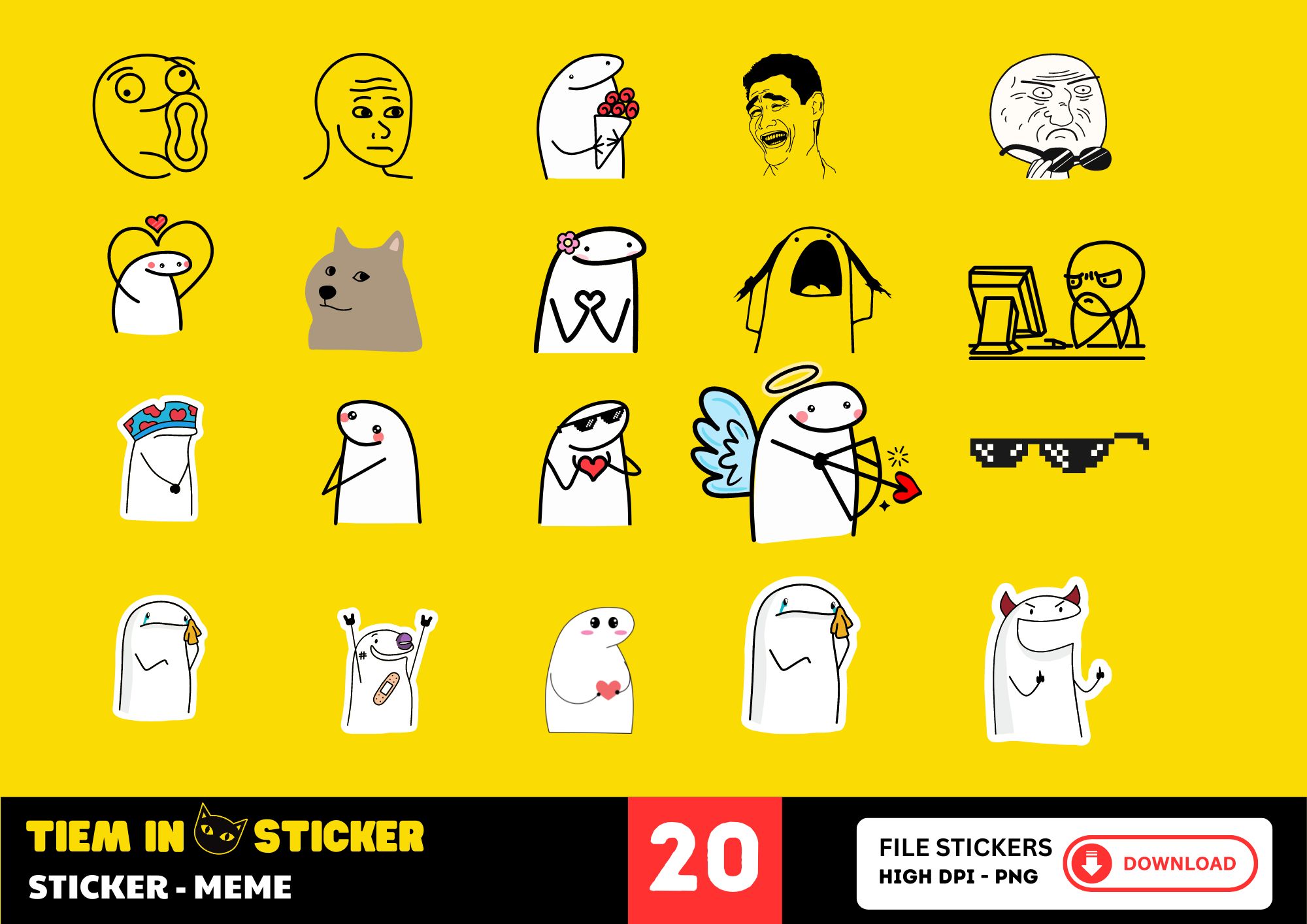Sticker meme với biểu cảm hài hước