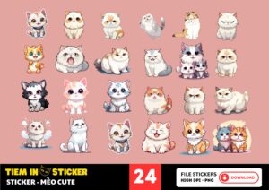 Bộ sưu tập sticker mèo cute siêu dễ thương dành cho fan yêu mèo