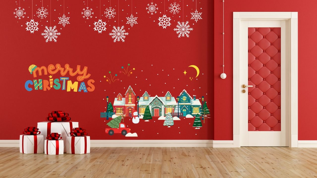 Dán tường bằng giấy dán Noel